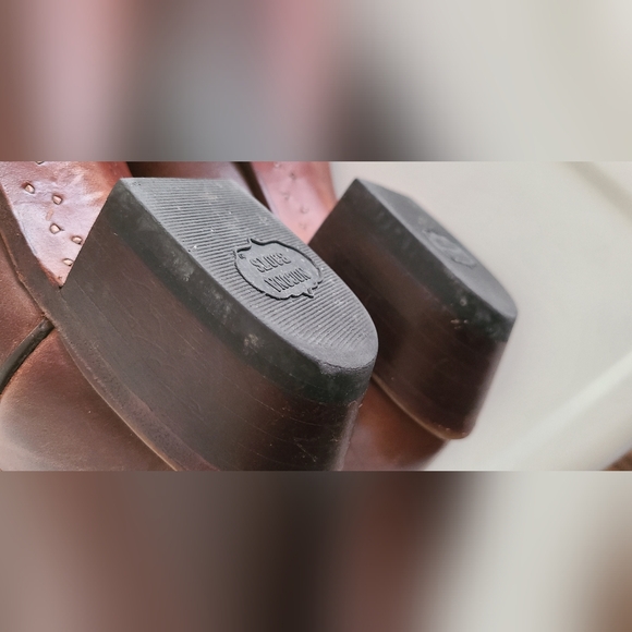 Nocona cowgirl western cowboy brown leather square toe boots 8M - Picture 8 of 8